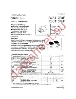 IRLR110TRLPBF datasheet  
